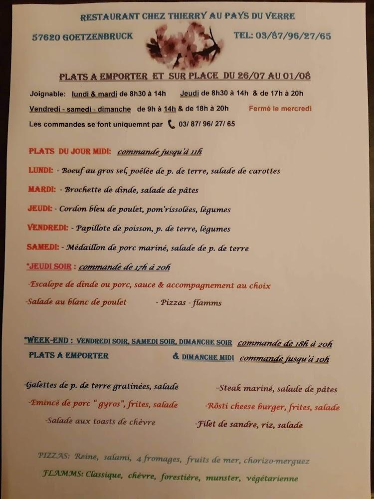 Chez Thierry Au Pays du Verre - Menu Image 1