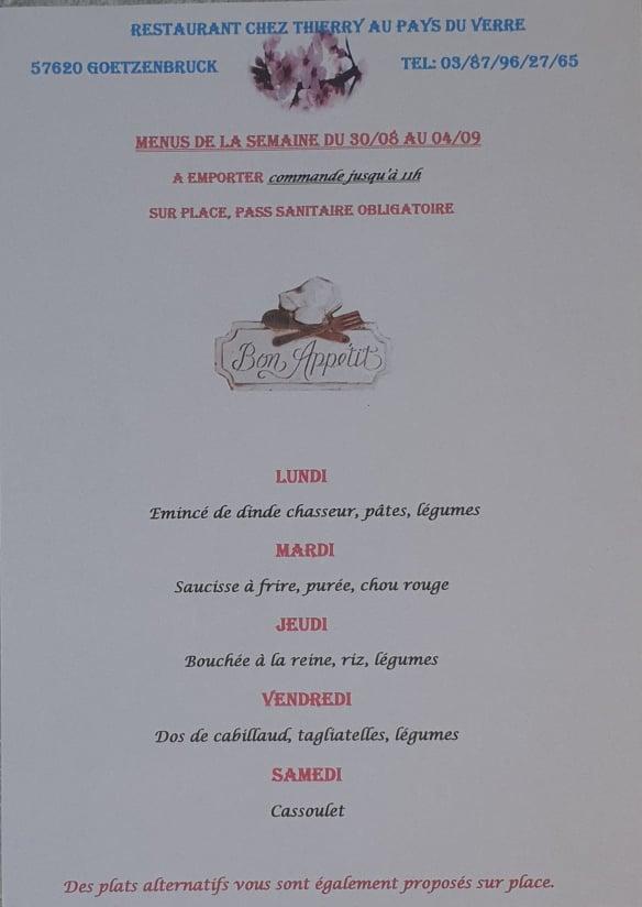 Chez Thierry Au Pays du Verre - Menu Image 2